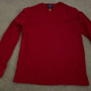 Boys all red polo long sleeve